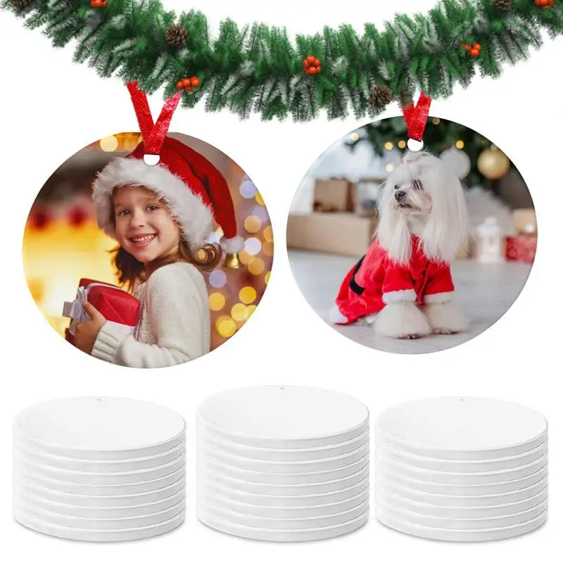 

25Pcs Round Sublimation Blank Ceramic Pendant CircleCustom Christmas Ornaments Long-lasting Ornaments Christmas For Print Gift