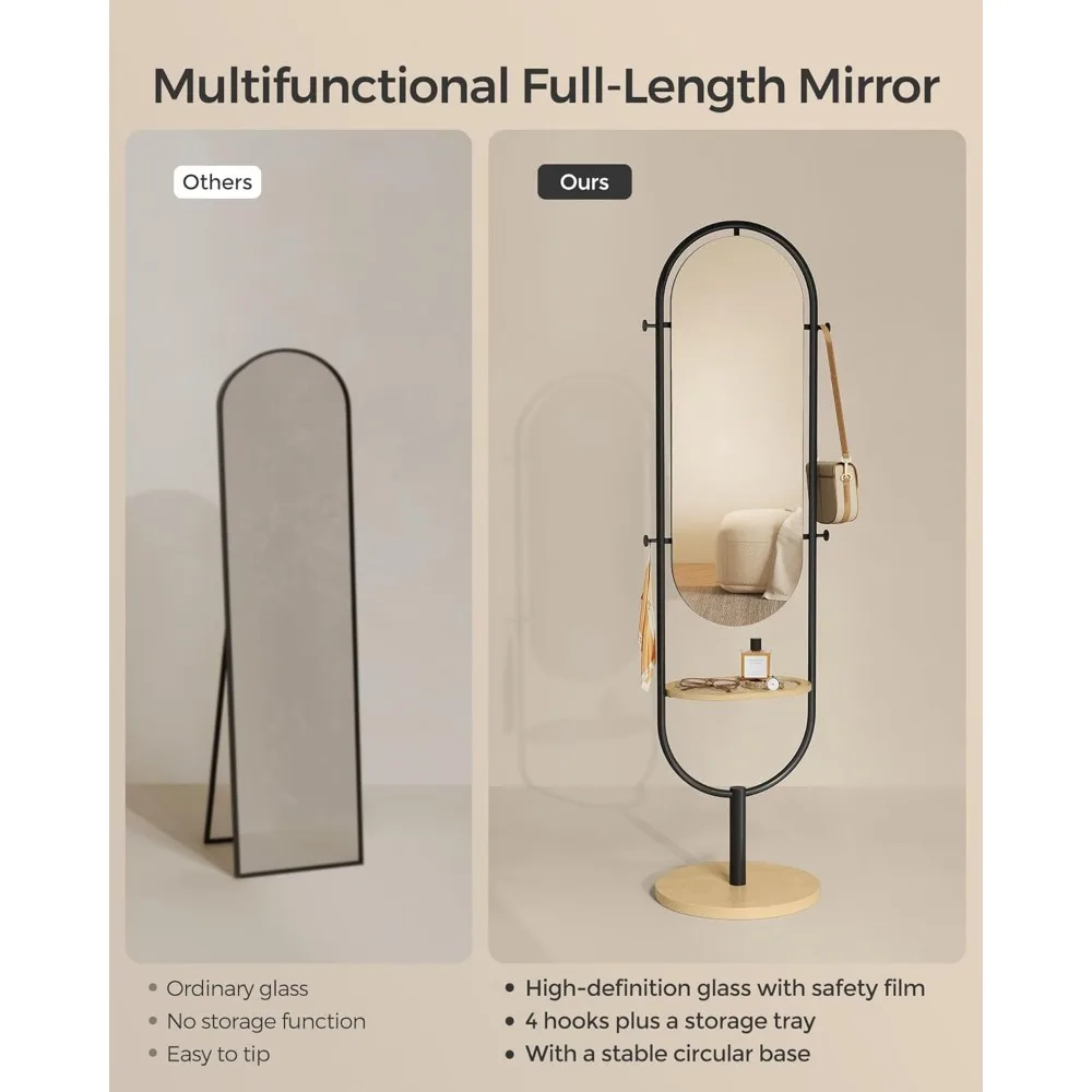 Full-Length Mirror, 3-in-1, Modern Standing, Stable and Secure, Crystal Clear Reflections, Easy Assembly, Floor Mirror