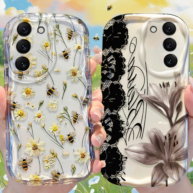 Fresh Spring Garden Bee Daisy Case for Samsung Galaxy S26 S25 S24 Plus S23 Ultra S22 S21 S20 FE A73 A71 4G A57 A56 A55 5G Cover