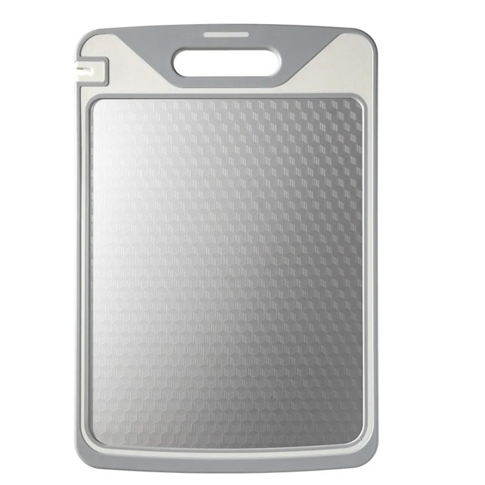 

Double Sided Chopping Board Stainless Steel Anti-Slip Cutting Board Multifunctional with Sharpener Chopping Block