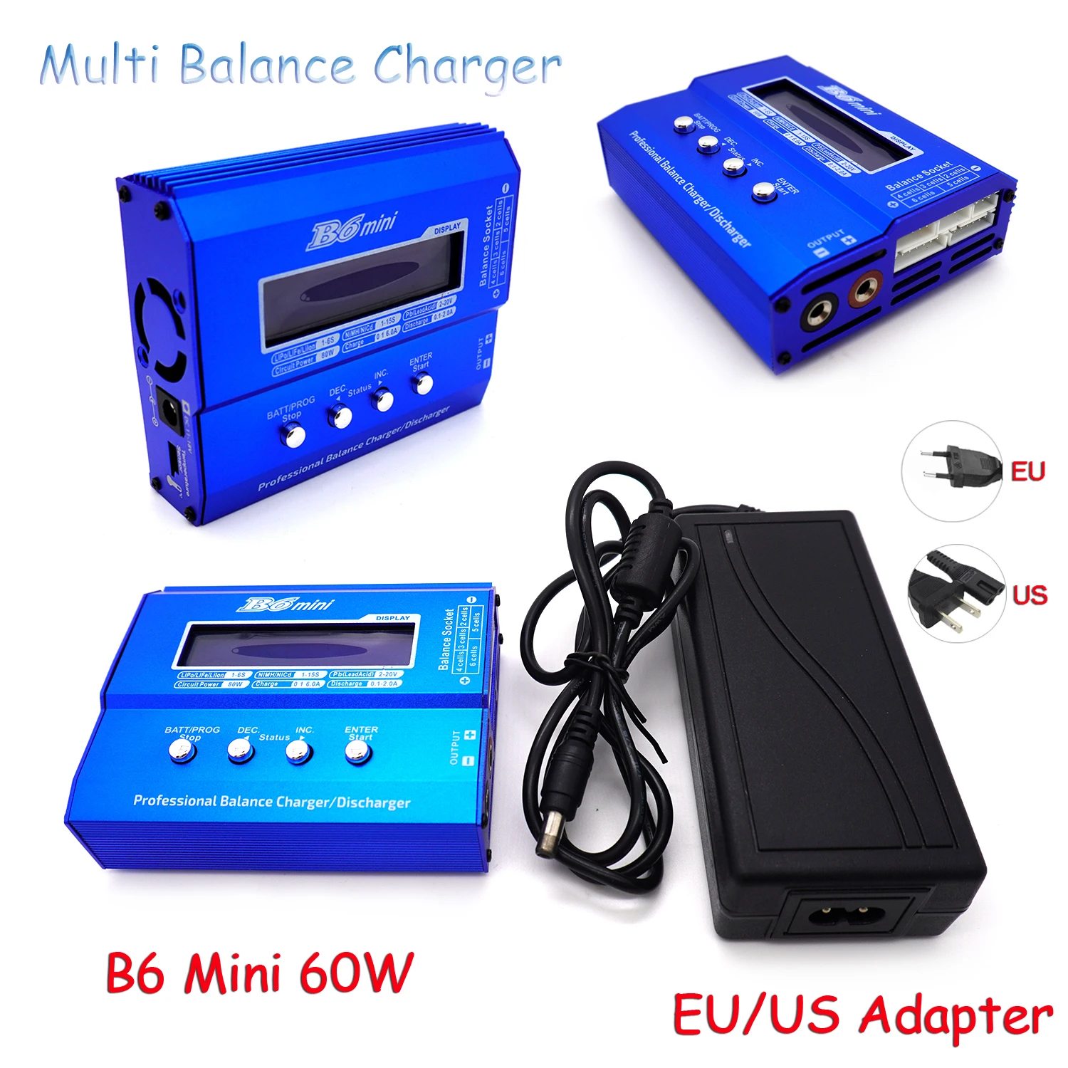 

B6 Mini 60W Балансное зарядное устройство Разрядное устройство для радиоуправляемого автомобиля Лодка Передатчик Вертолет PFV Дрон RC LiPo NiMH Nicd LiHV NiCd PB Аккумулятор