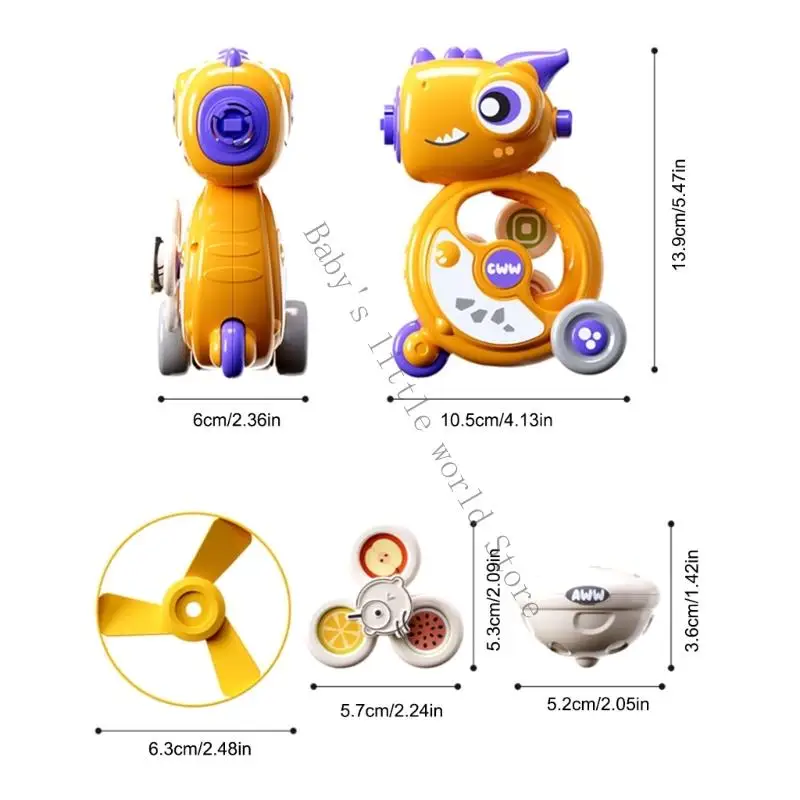 Press Activated Dinosaur Flying Disc Car Toy Safe Plastic Design For Toddler Fun B2EB