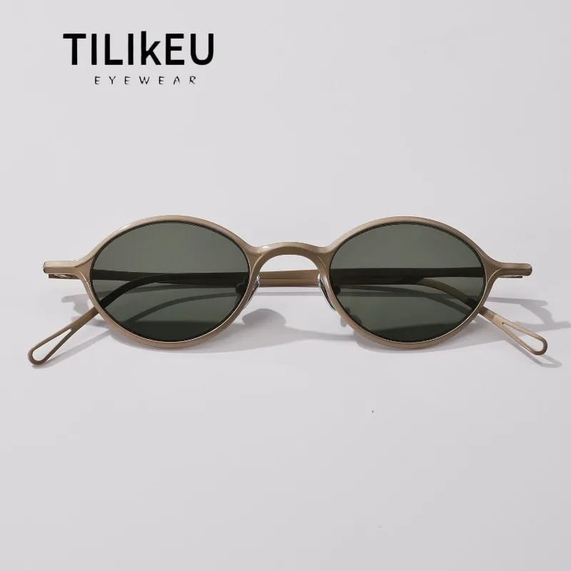 

New Creative Design Pure Titanium Oval Sunglasses Classic Men Women Luxury Retro Punk Style Sunglasses Runway-Ready Pairing