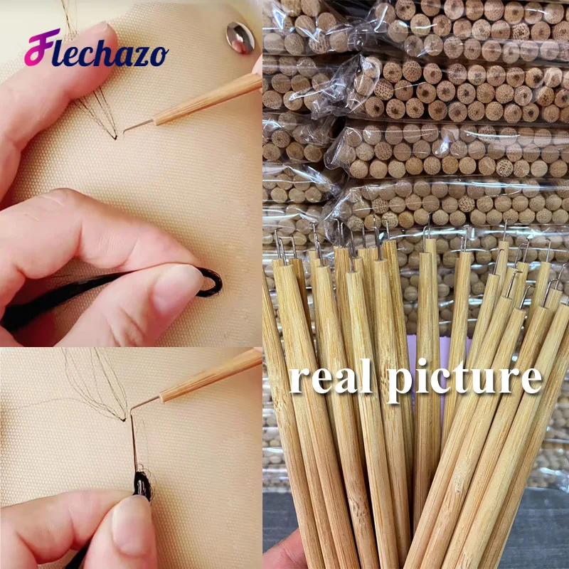 Professional Wig Hook For Ventilate Lace Front Wigs Long Wooden Handle Needle With Holder Different 4 Sizes Wig Making Needle