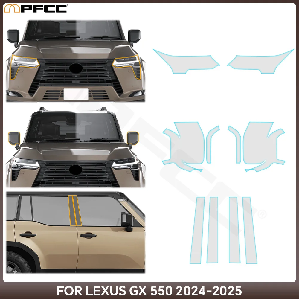 

Car Headlight B Pillars Rearview Protection Film PPF Anti-scratch Clear Bra Repair For Lexus GX550 Luxury Premium Over 2024 2025
