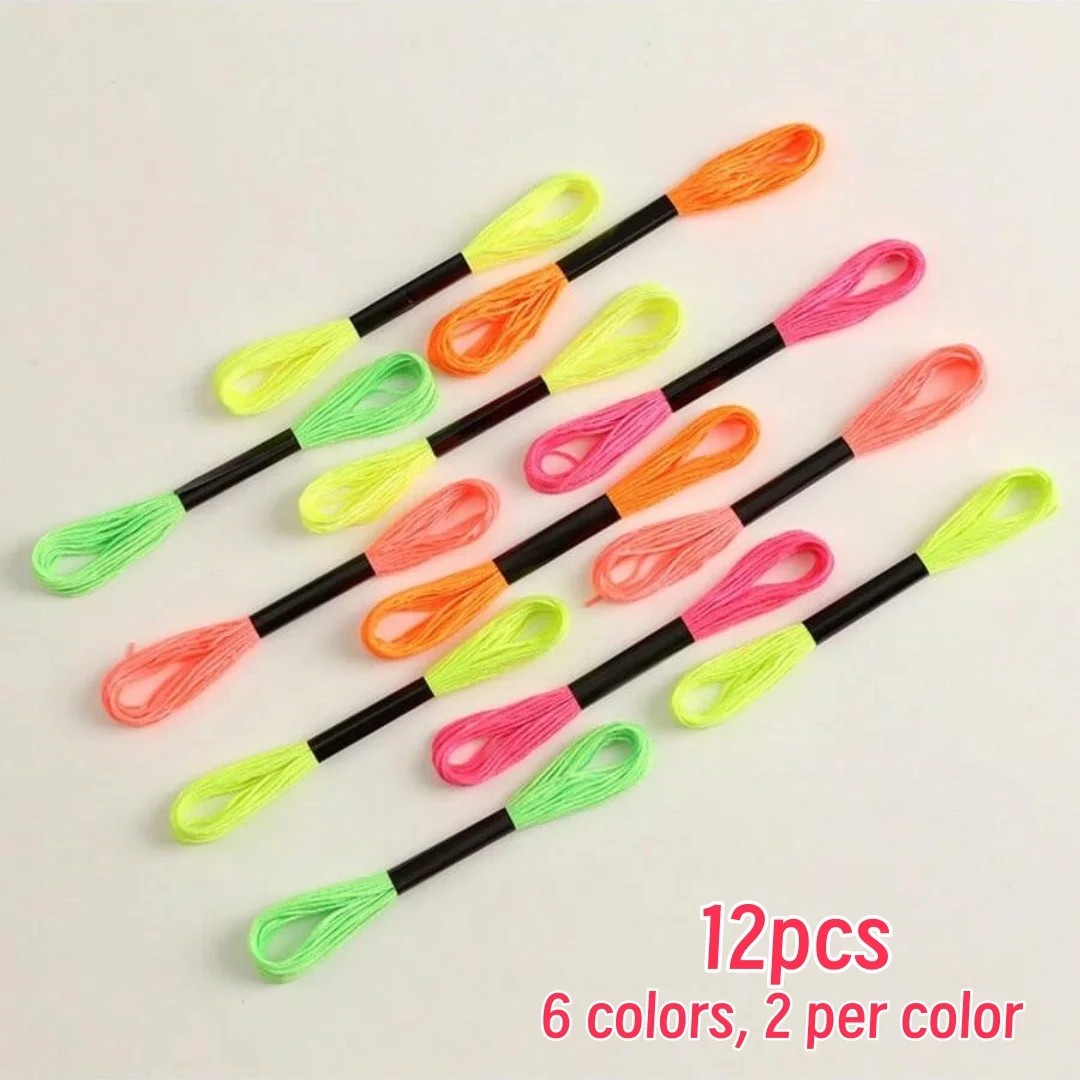 12 stücke Kreuz Stich Stickerei Floss Färben Linie Fäden Fluoreszierende DIY Weben Armband String Nähen Fäden Für Stickerei – Detail 4