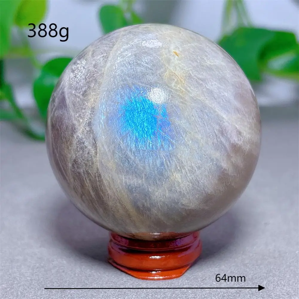 Blauwe Maansteen Bol Kristal Natuursteen Kwarts Mineralen Huisdecoratie Reiki Tuingeschenken Energie Genezing Geluk Liefde +Stand