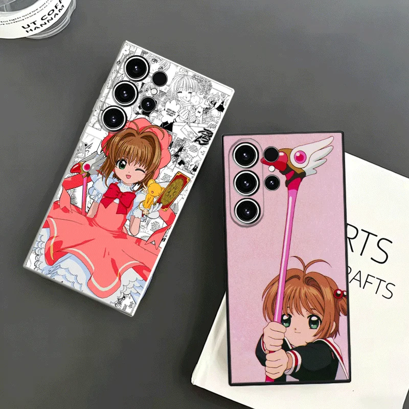 CardCaptor Sakura Anime Soft Phone Case For Samsung S24 S25 S26 Ultra S23 S22 Plus S21 S20 FE Edge + Black White Couple Cover
