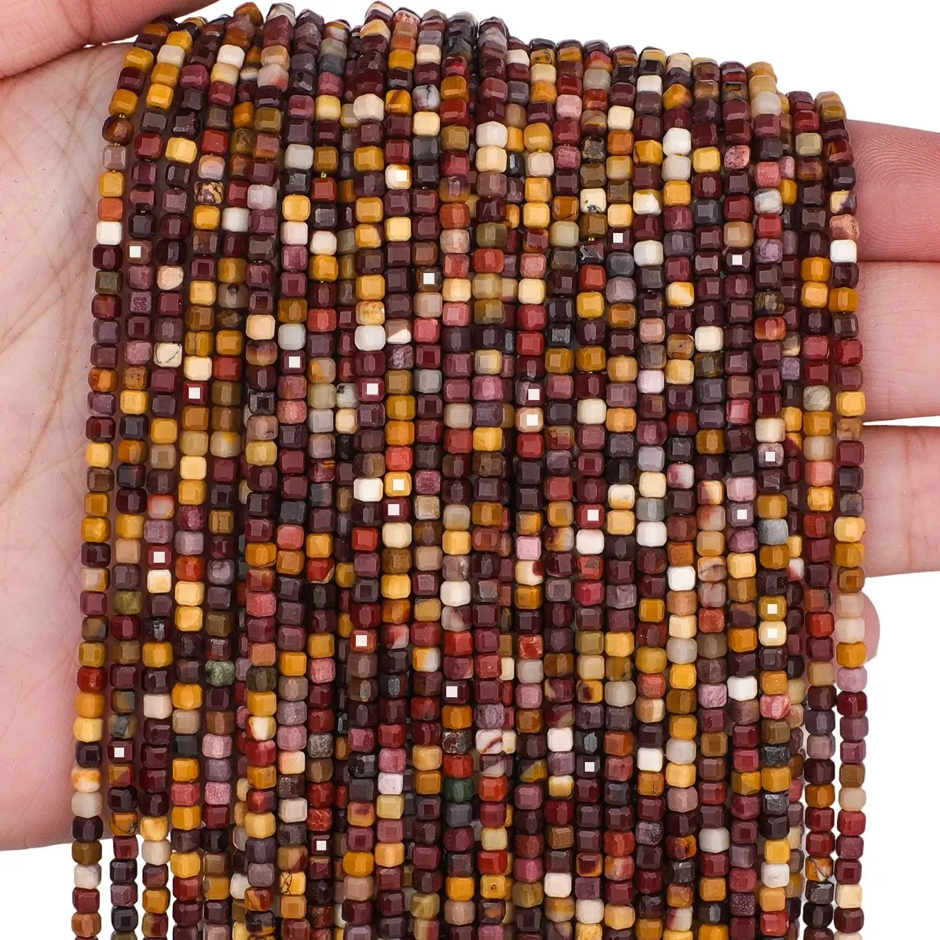 Faceted Natural Mookaite Stone 2mm Square Cube Shape Beads for Jewelry Making Diy Bracelet Necklace Beading Accessories