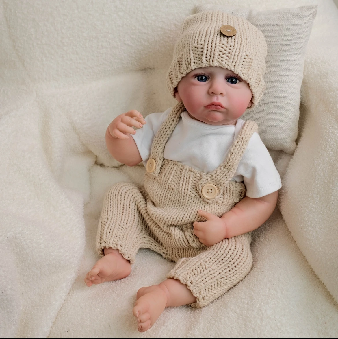 دمية تولد من جديد مقاس 49 سم "كاميرون" باللون الكاكي | دمية أطفال سيليكون كاملة الجسم مرسومة يدويًا، هدايا عيد الميلاد المثالية #3