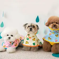 Four Seasons Universal Cartoon Printing Pet Rain Poncho Waterproof Hooded Dog Raincoat Leashable Puppy Bichon Teddy Dog Clothes