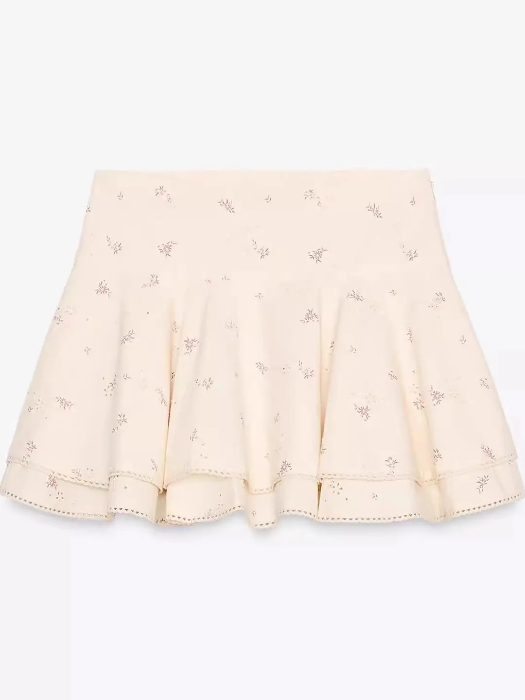 2025年夏新作 レディース 花柄刺繍 コットン ミニスカート ハイウエスト Aライン ショートスカート トレンド ガールズ ハーフ丈スカート