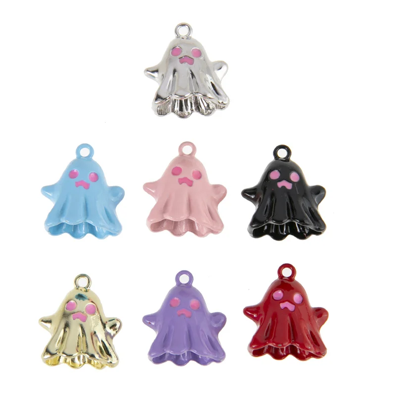 7pcs Colorful Cute Ghost Enamel Charms Halloween Pendants For Making DIY Jewelry Accessories Necklace Findings Handmade 20*17mm