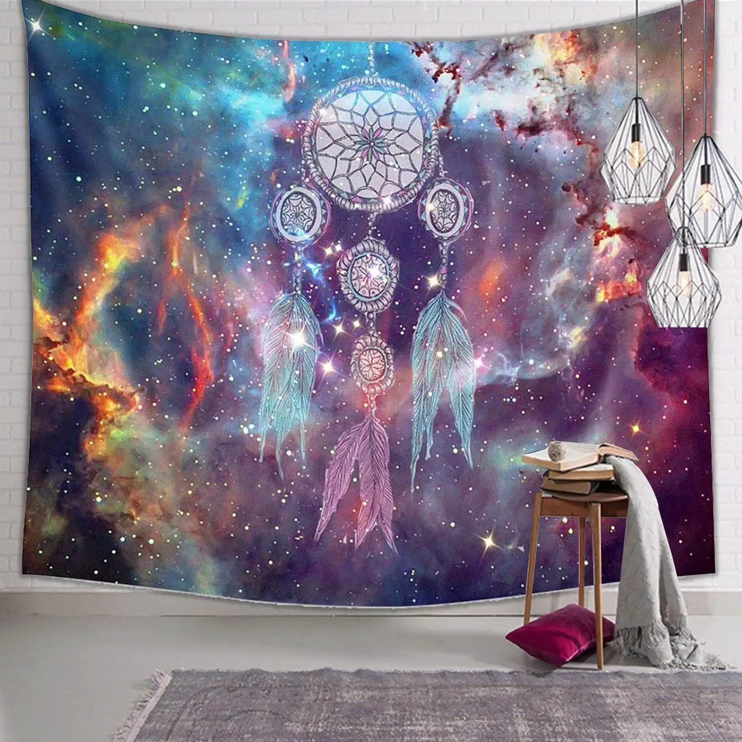 

Dream Catcher Tapestry Colorful Feather Tapestry Psychedelic Starry Sky Tapestry for Bedroom Living Room Dorm Wall Hanging Decor