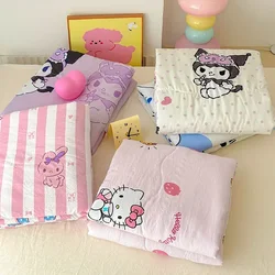 Hello Kitty letnia kreskówka dzieci dwuwarstwowa gaza letnia kołdra Sanrio klimatyzator Kuromi zmywalna w pralce cienka kołdra