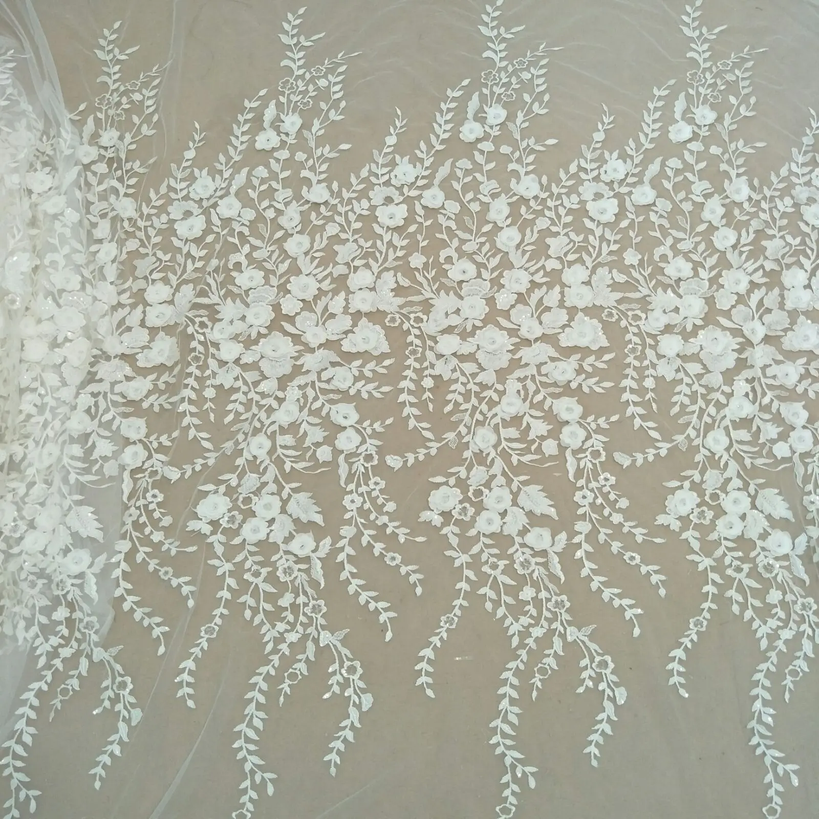 flower lace fabric bridal lace fabric 130cm width ivory wedding dress lace fabric sell by yard