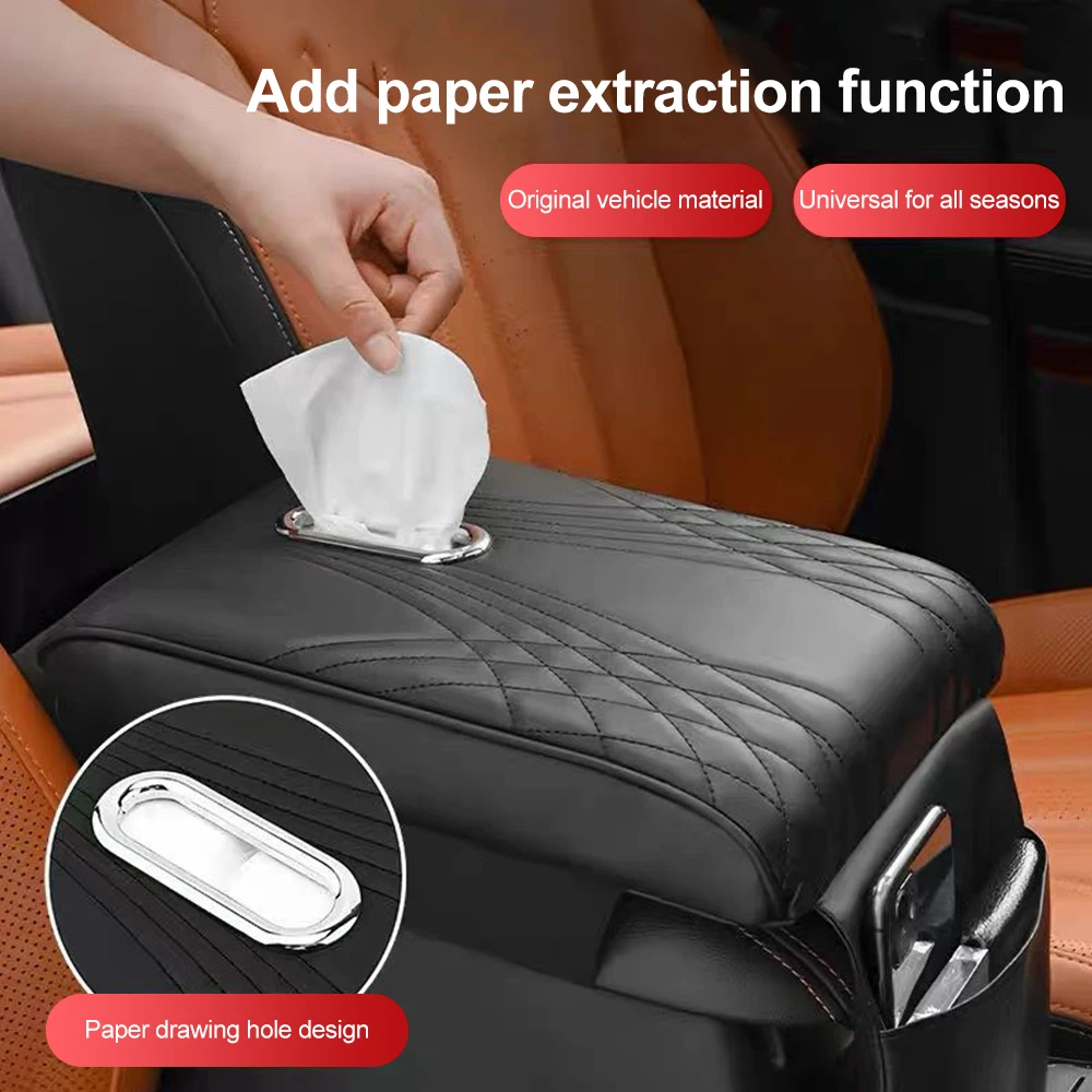 Car Armrest Cover Tissue Box Stowing Tidying Memory Foam Height Pad Universal Auto Center Armrest Protective Cushion Support