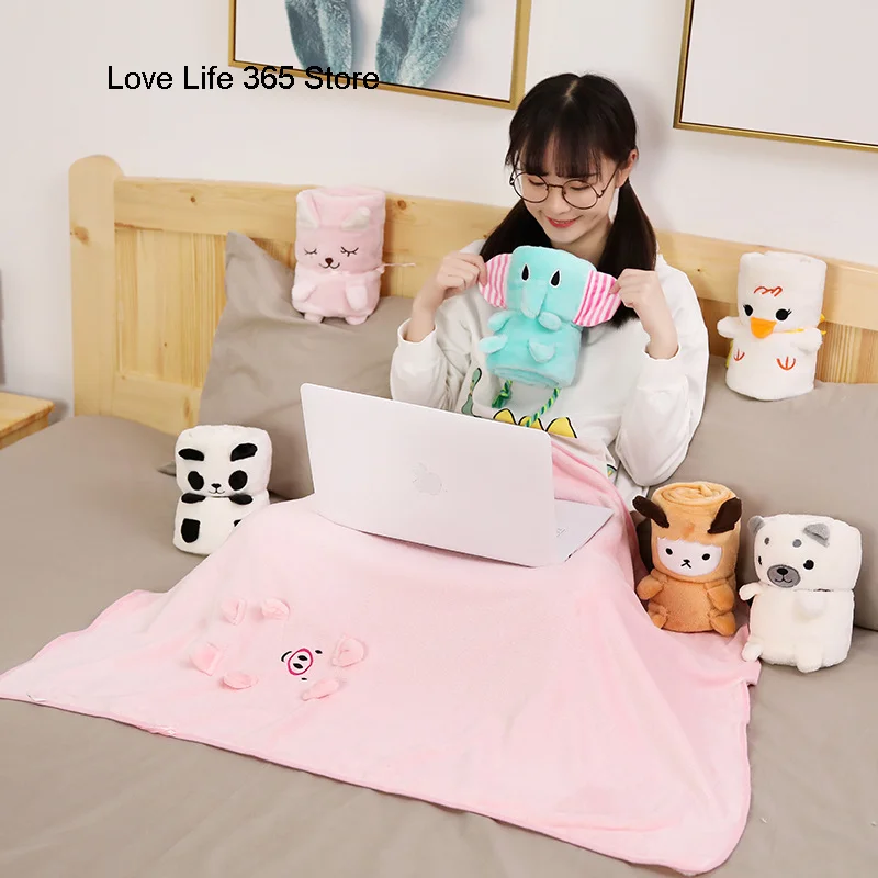 Cute Animal Toy Design Flannel Blanket 80x100 Cartoon Roll Blankets For Kids Christmas Gift Festival Bedroom Sofa Home Decor