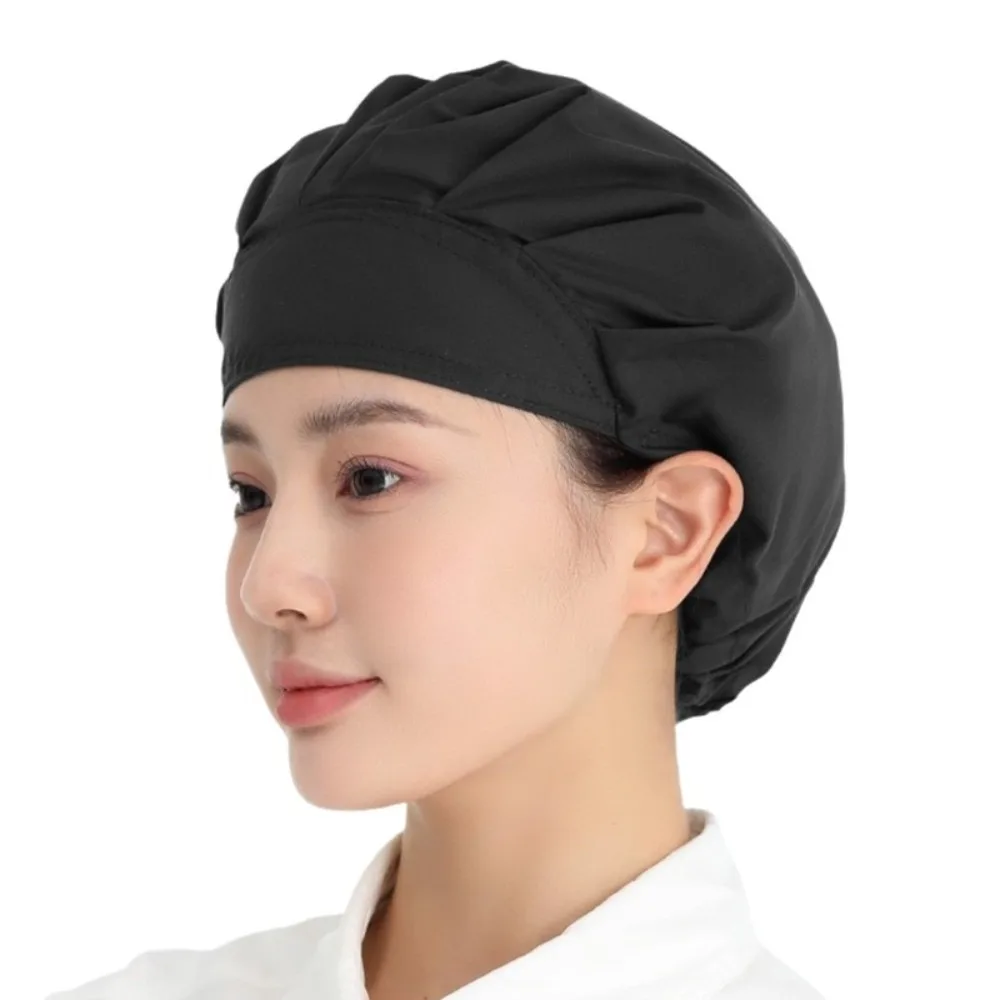 Unisex Oil Fume Proof Catering Cap Adjustable Flat Top Chef Hat Hygienic Dustproof Cotton Kitchen Work Hat Canteen