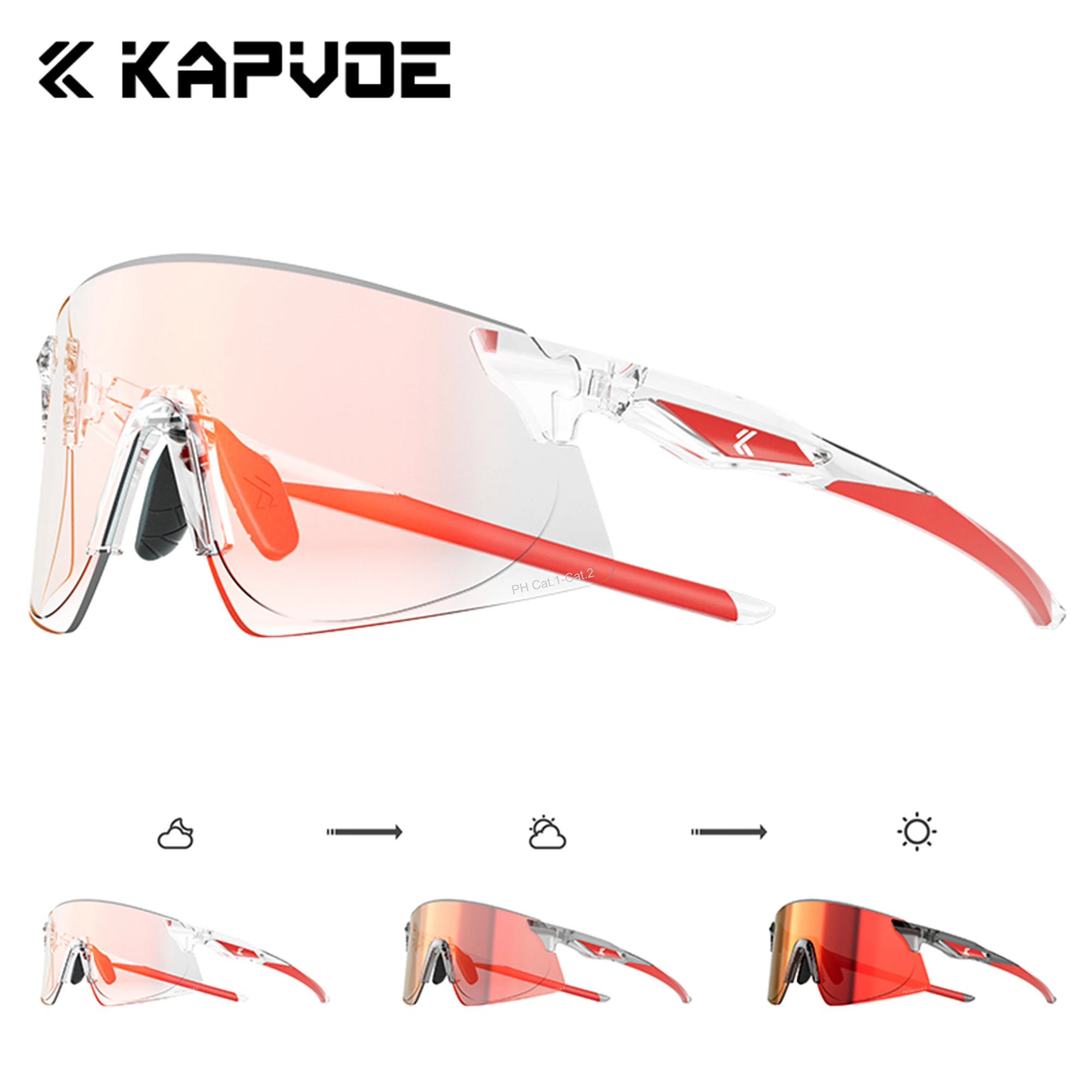 

KAPVOE Photochromic HD Cycling Hiking Sunglasses Diamond-Ratio Design Hiking Driving Glasses Outdoor Sports Stylish Sunglasses