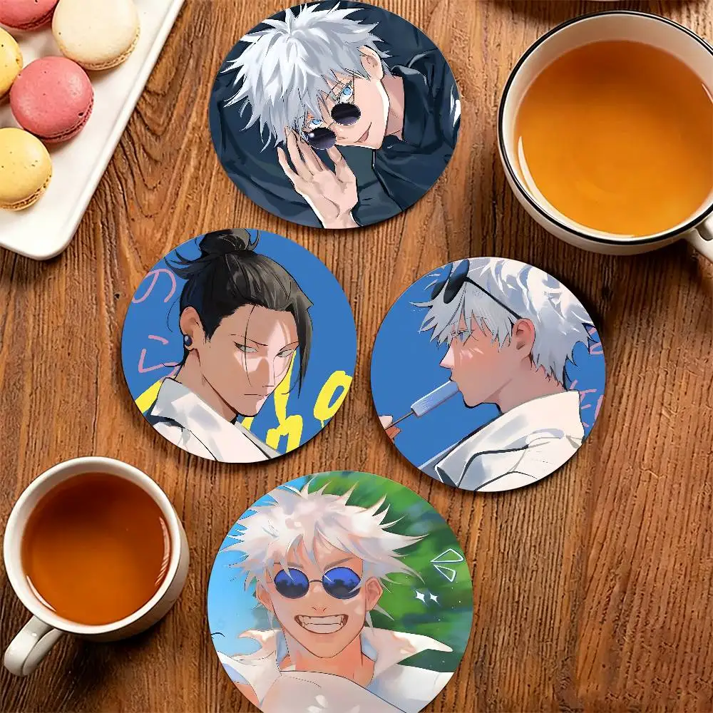 Suguru Gojo J-Jujutsu Kaisen Round Wooden Coaster Decorative Coffee Cup for Use in Coffee Shops Bars