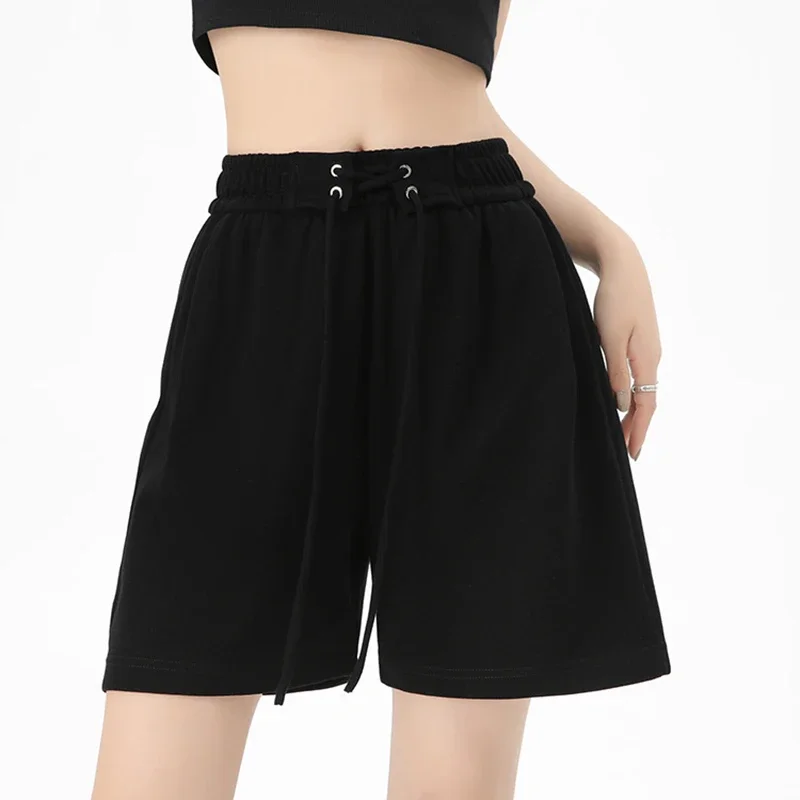 عادية فضفاض واسعة الساق السراويل الرياضية النساء 2025 في الهواء الطلق عالية الخصر مستقيم سراويل قصيرة امرأة مرونة الخصر رياضة التنس السراويل #4