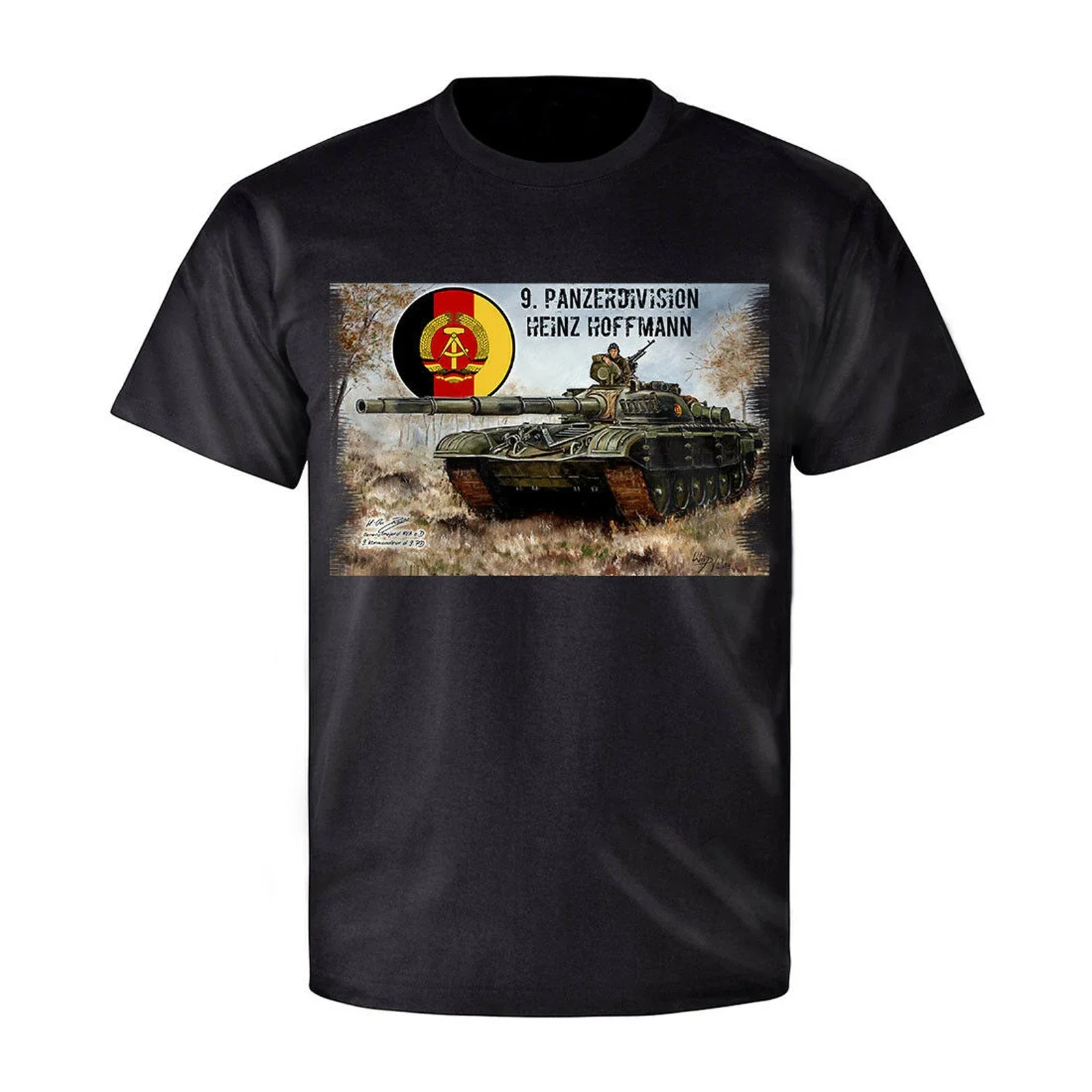 

DDR East German Army 9th Armored Division T-72 Tank T-Shirt 100% Cotton O-Neck Short Sleeve Casual Mens T-shirt Size S-3XL