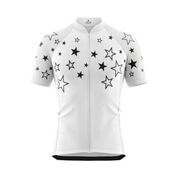 Men Short Sleeve Cycling Jersey Starry Night White