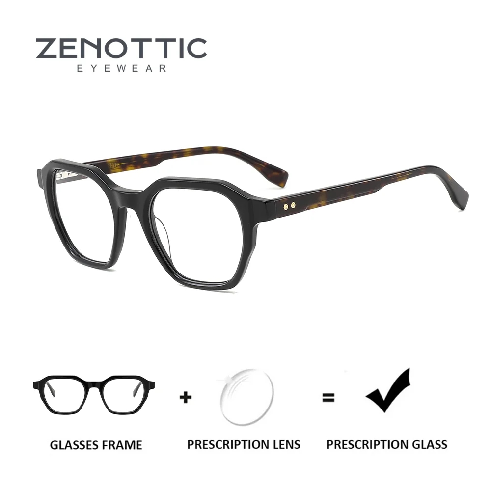

ZENOTTIC Stylish Acetate Polygon Prescription Glasses For Women Anti Blue Light Progressive/Photochromic Optical Eyeglasses