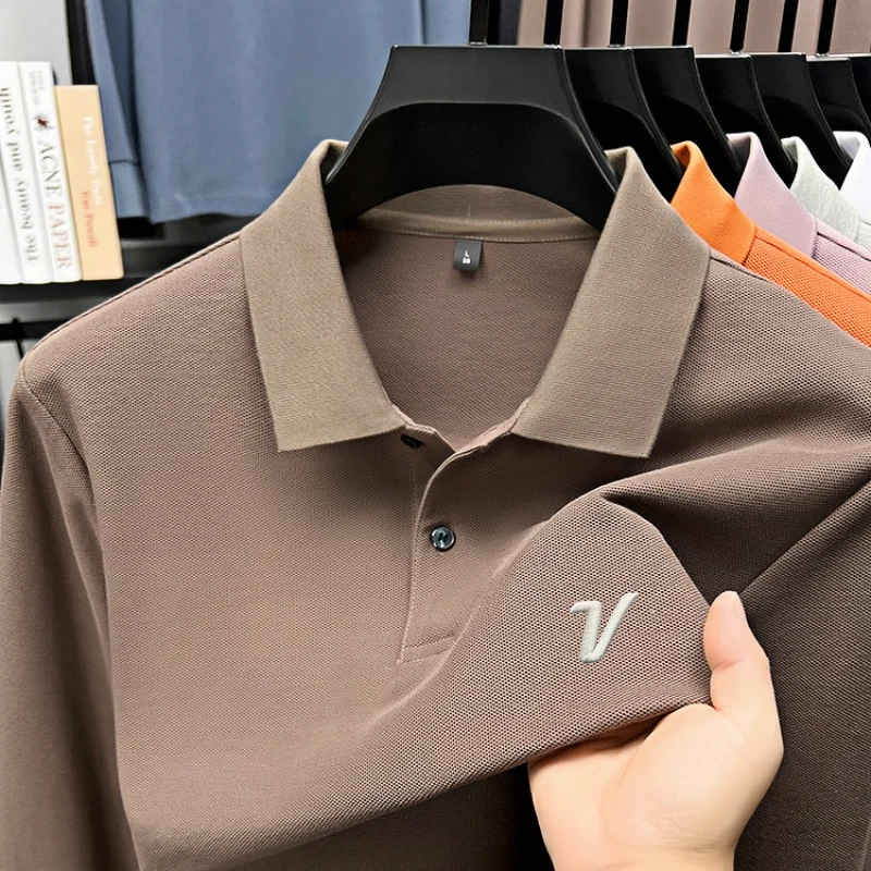 جولف ماركة قميص بولو بأكمام طويلة 100% القطن رسالة مطرزة الرجال أفضل الخريف جديد مريح وتنفس تي شيرت غير رسمي #2