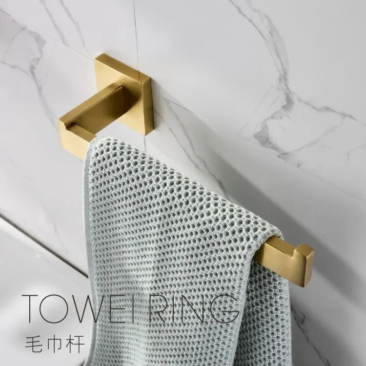 Toilet towel ring perforated gold 304 stainless steel bathroom rack wall mounted