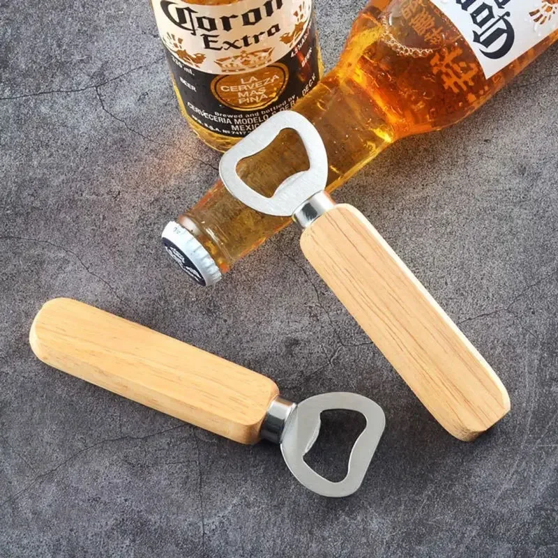 New Leeseph Wood Handle Bottle Opener Beer Bottle Openers Bartender Bottle Openers Soft Drinks Opener for Home Bar Restaurant