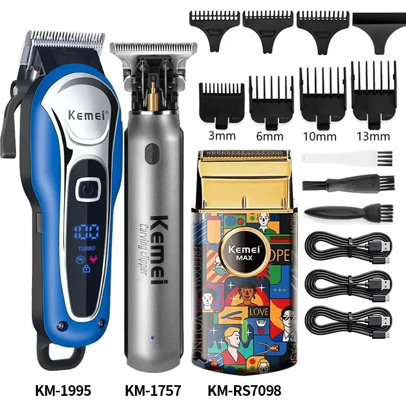 maquina-de-cortar-cabelo-kemei-km-1757-km-1995-km-rs7098-cortador-de-cabelo-sem-fio-recarregavel-para-barbeiro