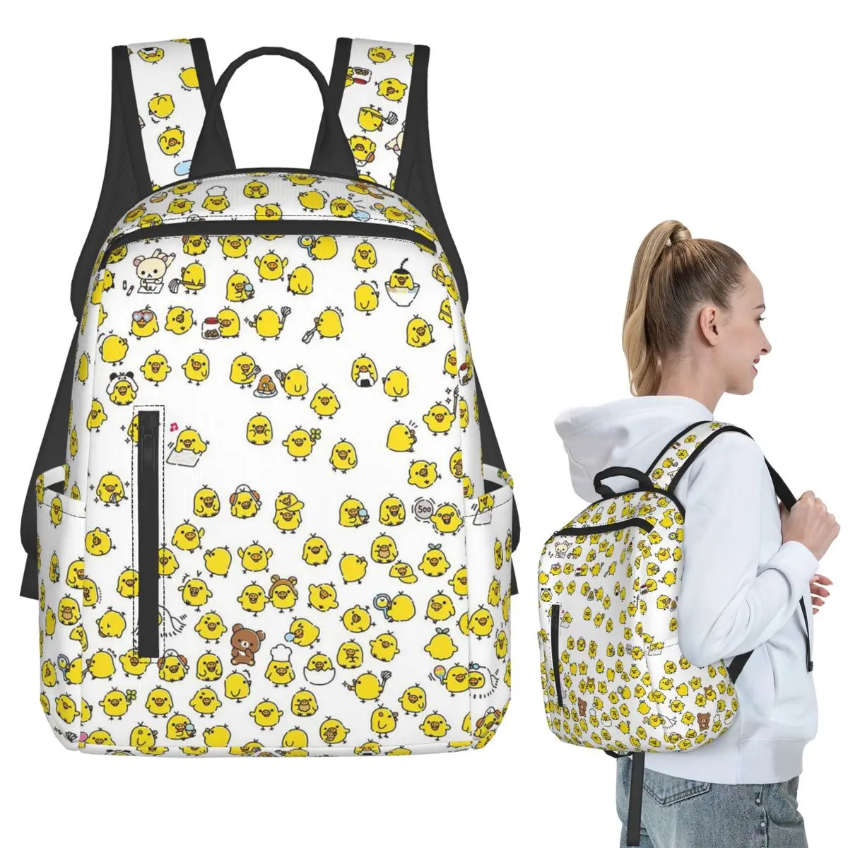 

Cute Kiiroitori Pattern Rilakkuma Backpack Student BookBag Kids School Bag Computer Shoulder Bags Men Women