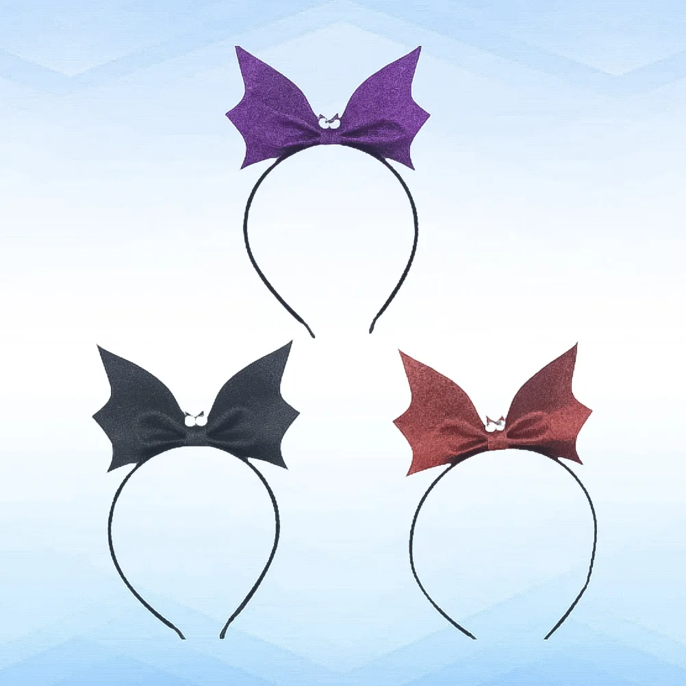 

3 шт., повязка на голову с летучей мышью, блестящие ленты для волос на Хэллоуин, легкие эластичные креативные детские товары для вечеринок, декоративный обруч для волос с летучей мышью