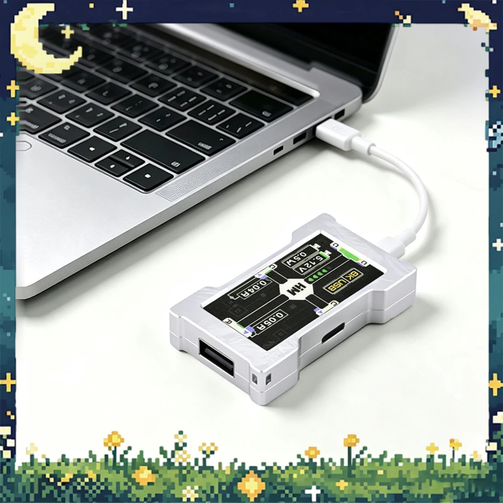 HMhub Pro Powered USB C Hub Aluminum Dock with Customizable Display for Desktop Monitoring White Housing