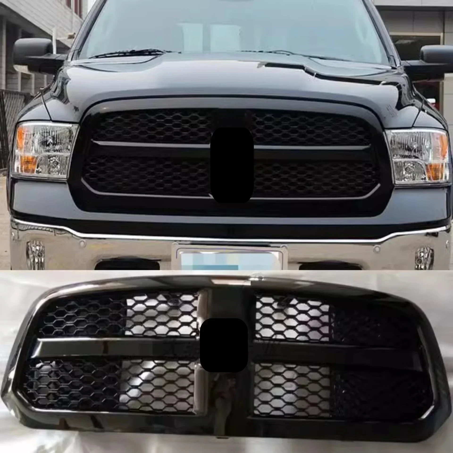 

Gloss Black Grill Mask Grid Radiator Grille Assembly For Dodge RAM 1500 2013-2018 Convert Net Auto Accessories