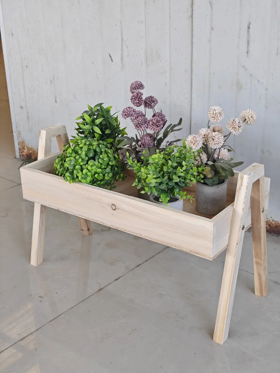

Solid wood floor-to-ceiling retro flower stand Multi-layer stackable storage stand Balcony green dill flower stand Living room