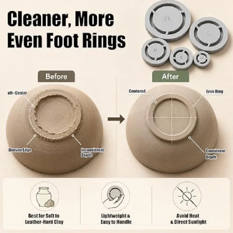 5 Sizes Pottery Foot Ring Template Consistent Base Ring Mold Lightweight Ceramic Clay Trimming Tool DIY Ceramic Making Supplies