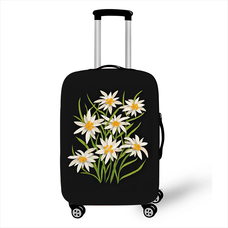 Edelweiss Irises Daisy Flower Luggage Cover Marguerite Travel Elastic Suitcase Protective Covers Anti-dust Trolley Case Cover