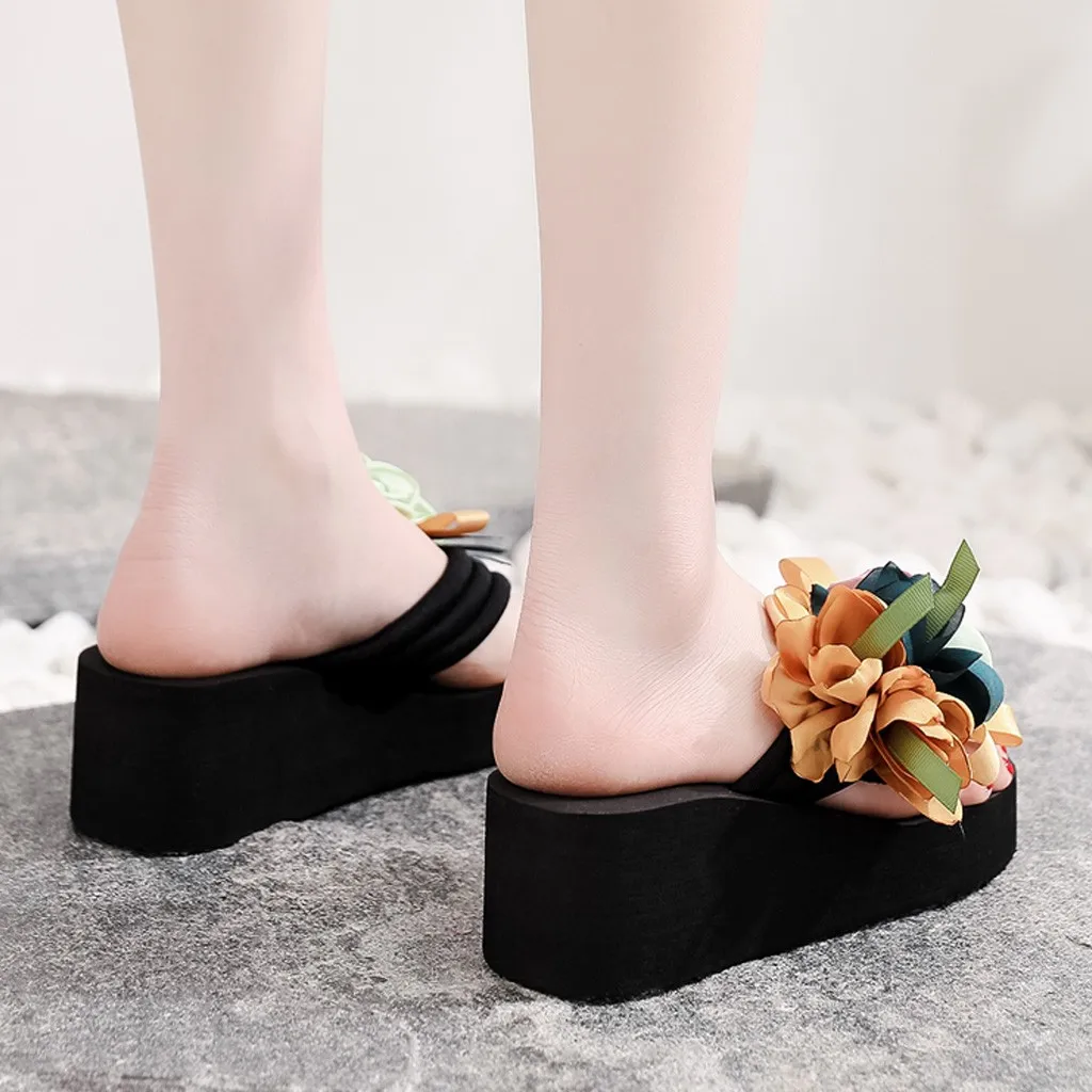 Pug pantofole per le donne fiori scarpe traspirante spiaggia casa donna zeppe infradito sandali pantofola larghe diapositive scarpe per le donne