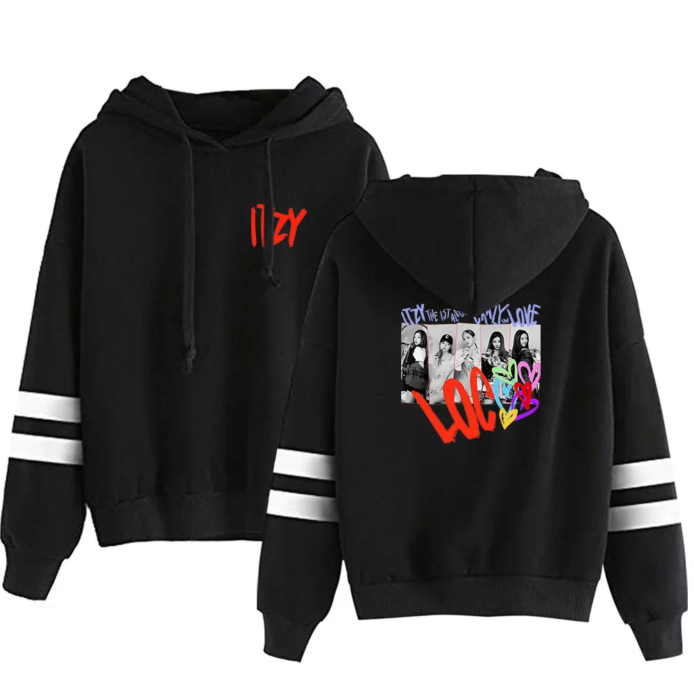 2022 New ITZY CRAZY IN LOVE Album Trendy 2D Printed Autumn And Winter Parallel Bars Hooded Bagless Sweater Kawaii Girl Clothes