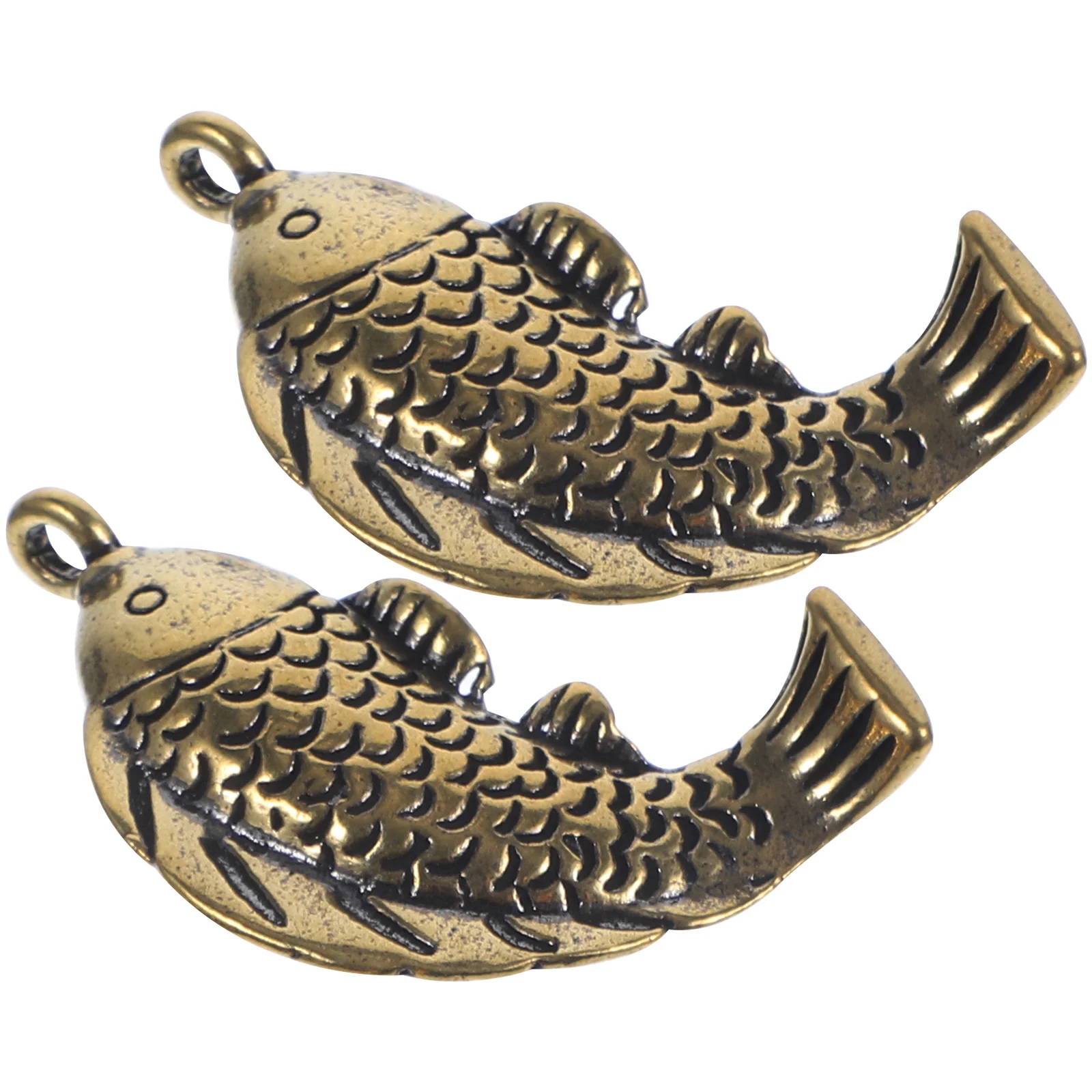 

2 pcs Brass Koi Fish Keychain Pendant Creative Metal Key Ring Hanging Ornament For Car Bag Decorative Accessories Delicate