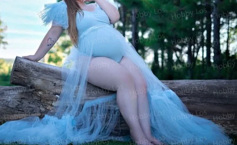 Charmante sexy Umstandsroben für Damen, langes Tüll-Fotoshooting-Schwangerschaftskleid, elegantes, einfaches formelles Abendkleid nach Maß