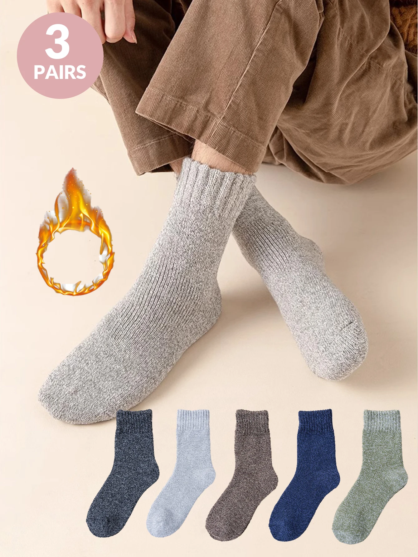 1/5 쌍 솔리드 컬러 패턴 여성 남성 스포츠 양말 두꺼운 모직 양말 커플 양말 Mid-Calf 양말 겨울 가을 남성 양말