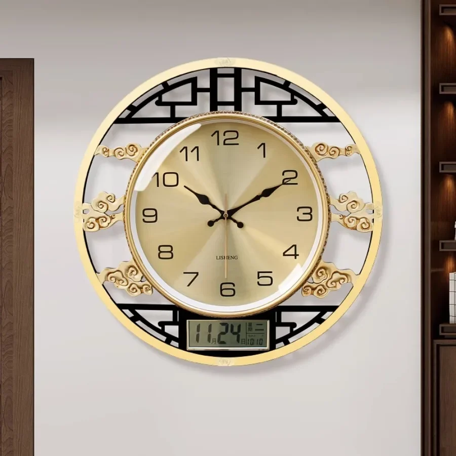 

Decoration Wall Clock Pieces Elegant Classic Home Wall Clock Luxury Living Room Gift Art Number Needles Gold Horloge Home Decor