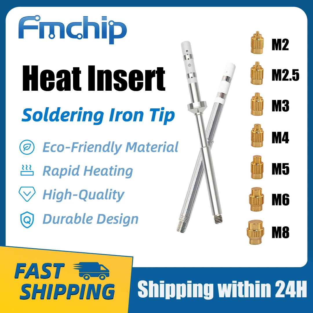TS/T65 Heat Insert Nut Kit 3D Threaded Hole Implanted Hot Melt Brass Nut Pressure M2-M8 Tip Kit for TS101/Pinecil Soldering Iron