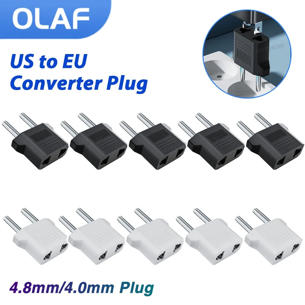 4.8MM/4.0MM EU Plug Adapter US to EU Plug Power Travel Adapters Electric Socket Europe EU KR Korea Plug Converter Power Sockets