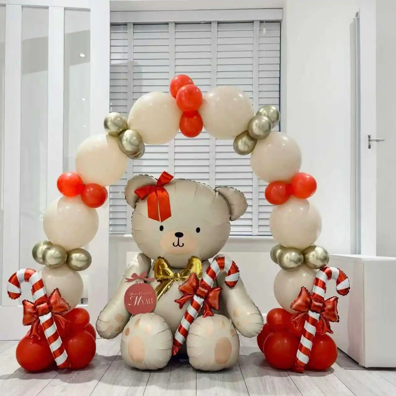 مجموعة بالونات تيدي بير بيضاء غير لامعة لتزيين حفلات أعياد الميلاد وحفلات الزفاف والخطوبة