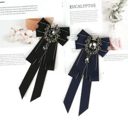 New Elegant Classic Retro Bowtie Neck Tie Ribbon Rhinestone Corsage Bowtie Cravat Gifts for Men Wedding Formal Dress Accessories